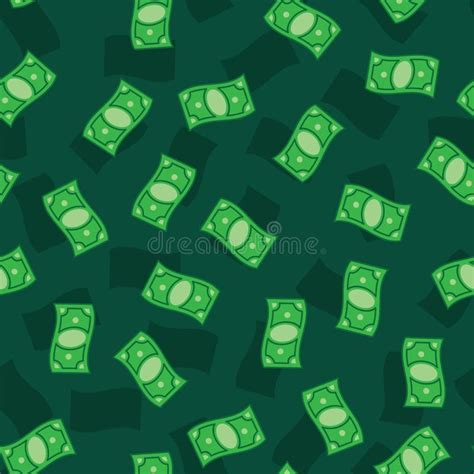 Money Banknotes On Green Background. Seamless Pattern Green Money Bills ...