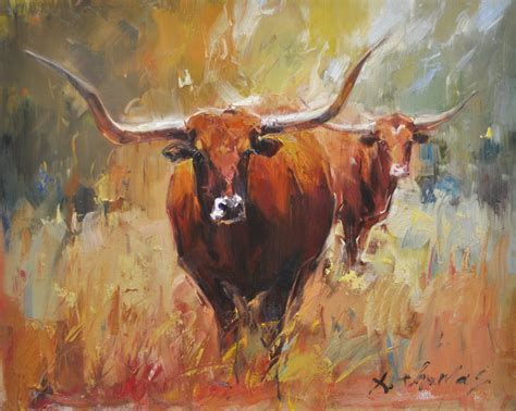 Texas Longhorn Cow Painting on Canvas Original Oil Painting | Etsy