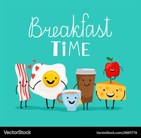 Breakfast food time Royalty Free Vector Image - VectorStock