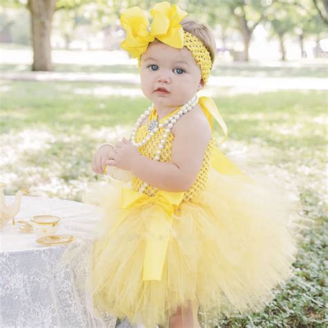 Cute Princess Belle Baby Tutu Dress Princess Girl Yellow Birthday Party ...