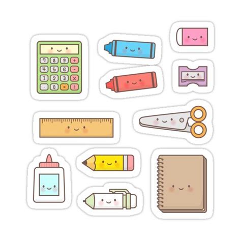 Kawaii Back to School Supplies Doodle Pattern Sticker by rustydoodle in ...