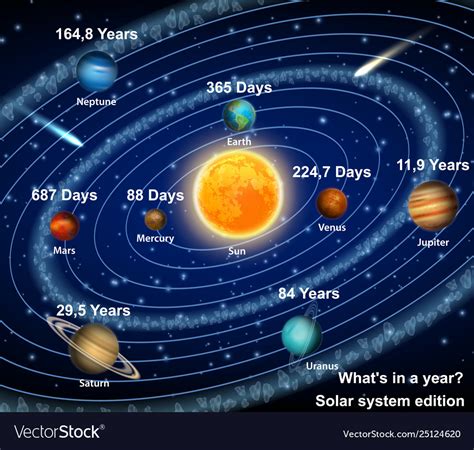 Solar system planets with orbital period Vector Image