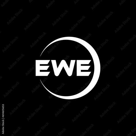 EWE letter logo design with black background in illustrator, cube logo ...