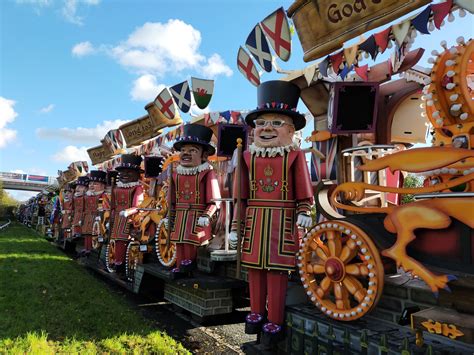 Carnival floats parked up in Wells - The Cross at Croscombe