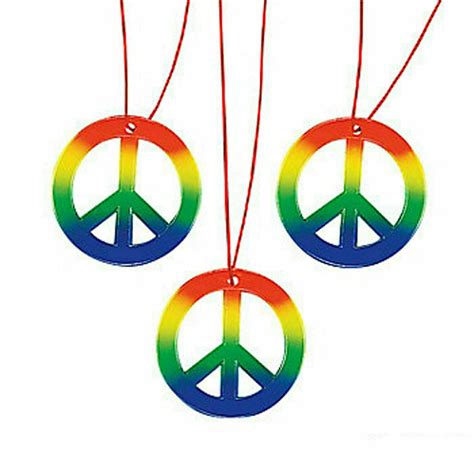 60s Hippie Party Rainbow Peace Sign Symbol Necklace Favours - Etsy