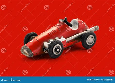 Vintage Red Toy Racing Car on Red Background Stock Image - Image of ...