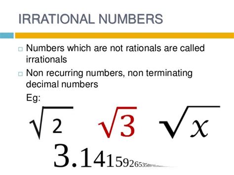 Irrational numbers