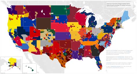 Map of America's Favorite College Football Teams using social media ...