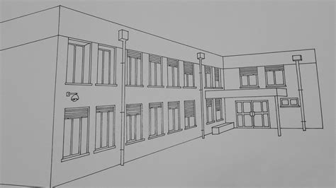 School Building Sketch at PaintingValley.com | Explore collection of ...