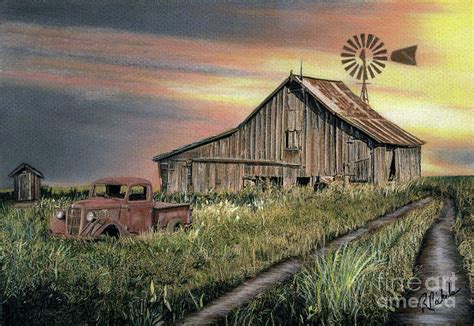 Old Barn Drawing by Rosanne Nickels - Pixels