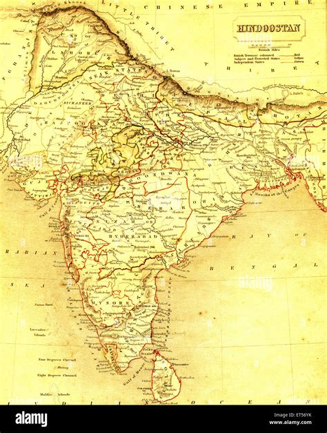 Map of Hindustan ; Hindustan ; India Stock Photo - Alamy