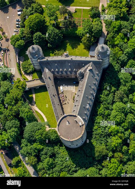 Aerial view, Wewelsburg, hill Castle in the district Wewelsburg town ...