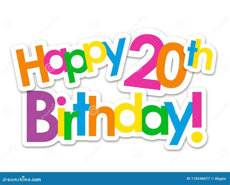 HAPPY 20th BIRTHDAY! Colorful Stickers Stock Vector - Illustration of ...