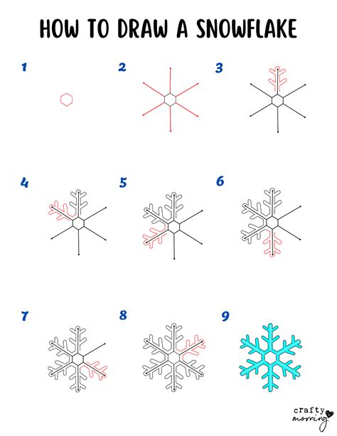 How to Draw a Snowflake (Easy Step by Step) - Crafty Morning