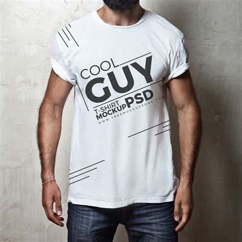 Free Cool Guy T-Shirt MockUp PsdFree Mockup Zone