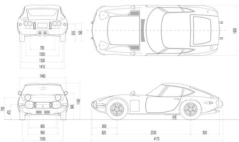 Toyota 2000GT 1967 Blueprint - Download free blueprint for 3D modeling