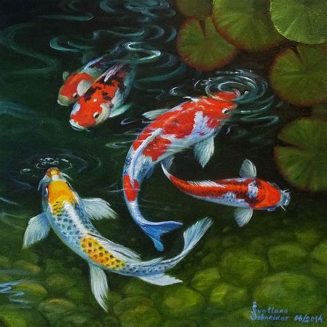 Koi Fish Painting Carp Original Art Japanese Carp Oil Painting - Etsy