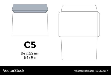 Envelope c5 template for a4 a5 paper with cut Vector Image