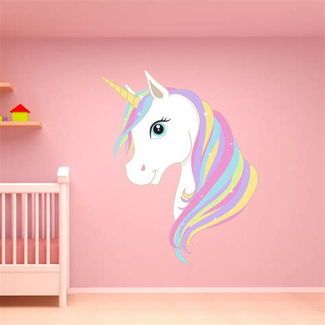 Unicorn,Wall Art,Unicorn Head,Decals,3D,Decor,Rainbow,Cute,Bedroom ...