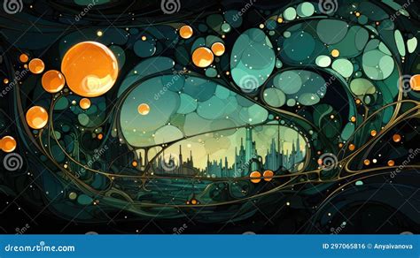 A Digital Painting of a City at Night. Stock Illustration ...