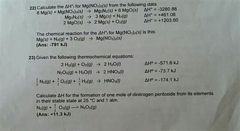 Solved 22) Calculate the 솨', for Mg(NO3)2(s) from the | Chegg.com