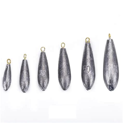 6PCS Fishing Weight Sinker Weight 10g 60g Water Droplets Lead Weights ...