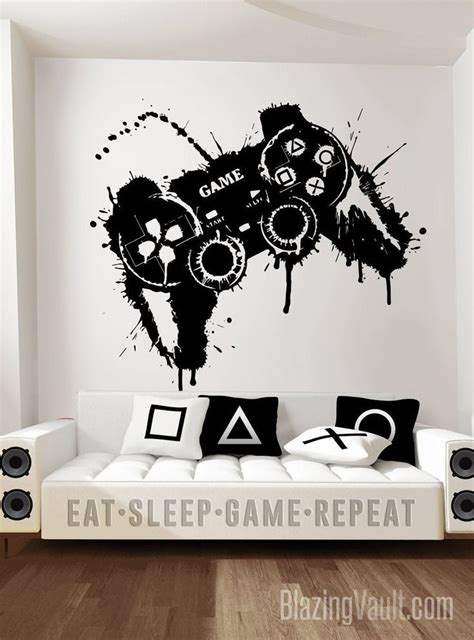 Video Game Wall Decal Gamer Controller Wall Decal Splat Paint Inspired ...