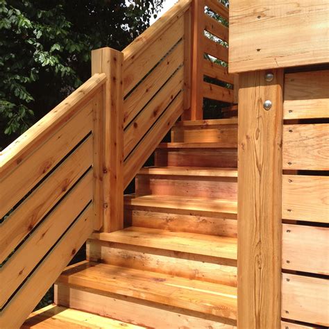 Cedar deck with a horizontal railing | Porch design, Porch design ideas ...