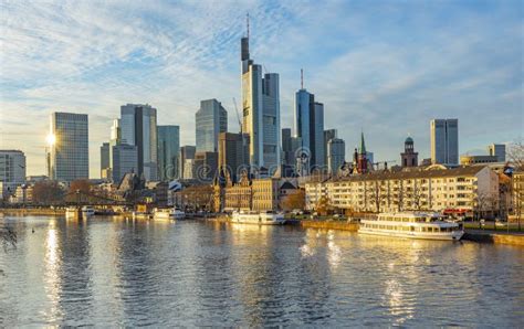 View To Frankfurt Skyline in Sunset Stock Photo - Image of view ...