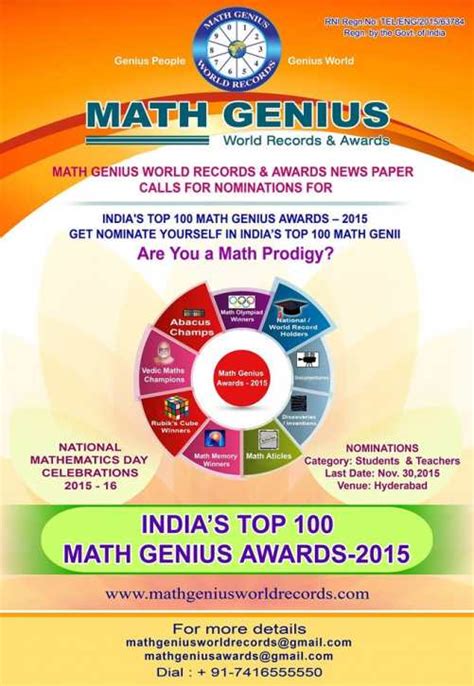 Nominations for Top 100 Math Genius Awards -- Math Genius World Records ...