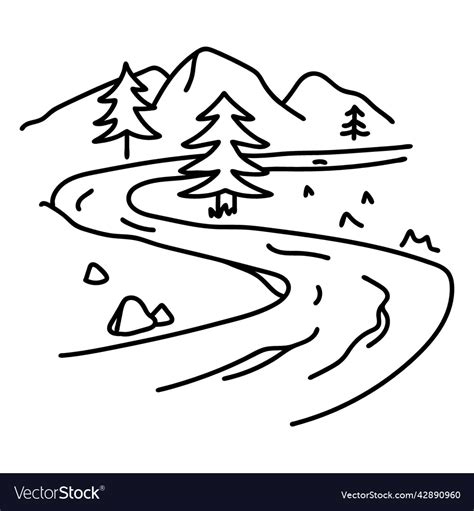 Stroke river in mountain high quality Royalty Free Vector