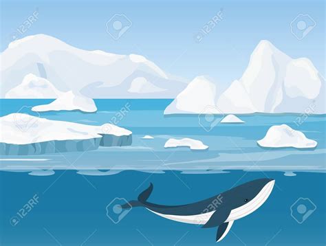 Arctic Landscape with Whales and Icebergs