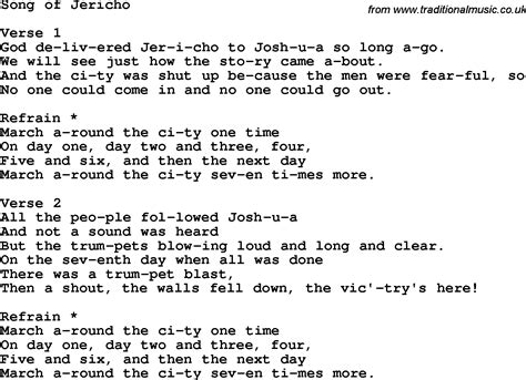 Christian Childrens Song: Song Of Jericho Lyrics