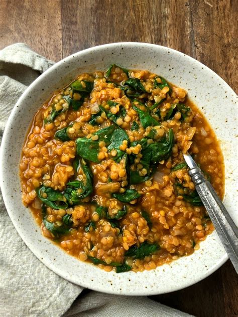 Vegan Red Lentil Spinach Soup