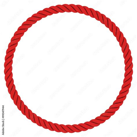 Red Rope Circle - Circular Red Rope Frame Isolated on White Background ...