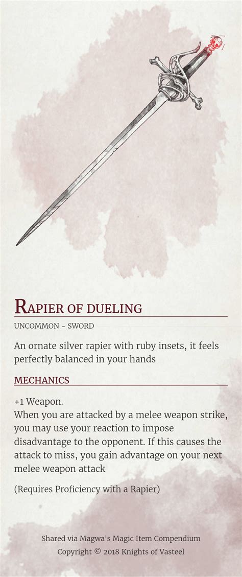 Rapier of Dueling, magic weapon idea for those who aspire to be Inigo ...