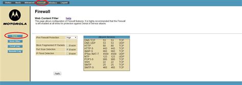 Basic Firewall Setup | SBG6580 - Router Guide