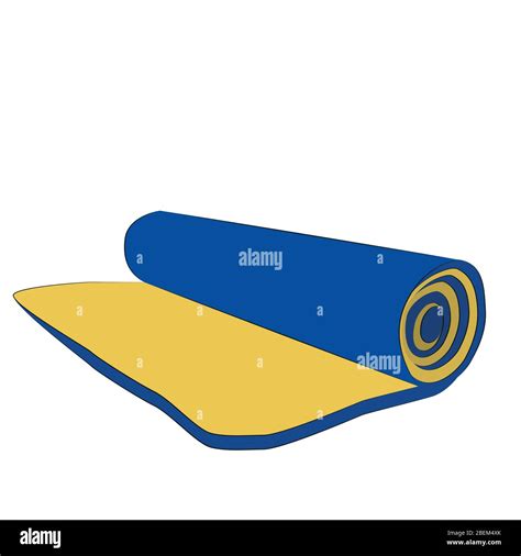 Rolled in a roll of camping mat isolated on white background. cartoon ...