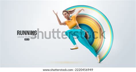 Realistic Silhouette Running Athlete On White Stock Vector (Royalty ...