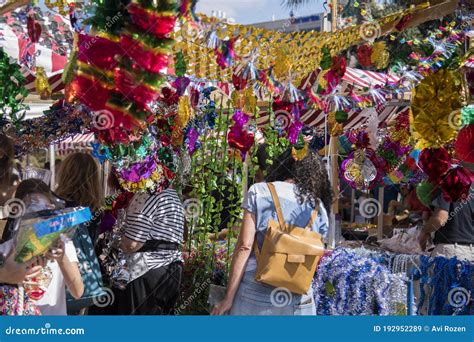 Colorful Sukkah Decorations. Sukkot Four Species Festival. Shimmering ...