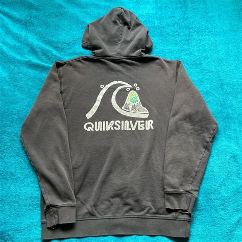 Quiksilver Men's Black Hoodie | Depop