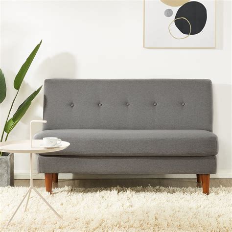 Mellow Mette Modern Armless Loveseat / Sofa / Couch, Tufted Linen ...