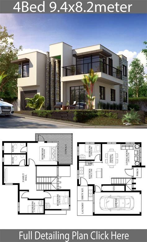 Small Home Design Plan with 4 Bedrooms