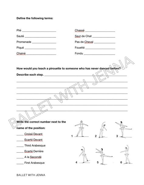 Free Printable: Ballet Worksheets for Dancers | Ballet lessons, Dance ...