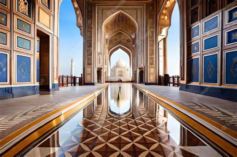 Premium Photo | A view of the taj mahal from inside a building