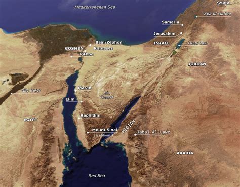 Egypt and Sinai Map. Mount Sinai, "Moses' Mountain" or "Mount Moses ...