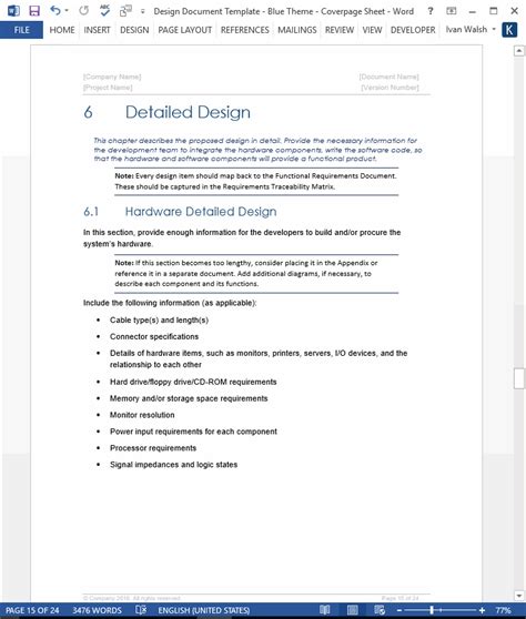 Design Document Template - Technical Writing Tips