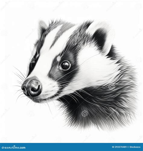 Realistic Badger Portrait Pencil Drawing with Digital Airbrushing Style ...