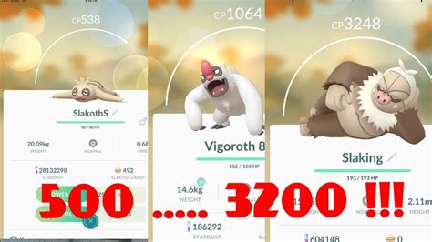 Pokemon Go | Evolve Slakoth 500 CP = Vigoroth = Slaking - YouTube