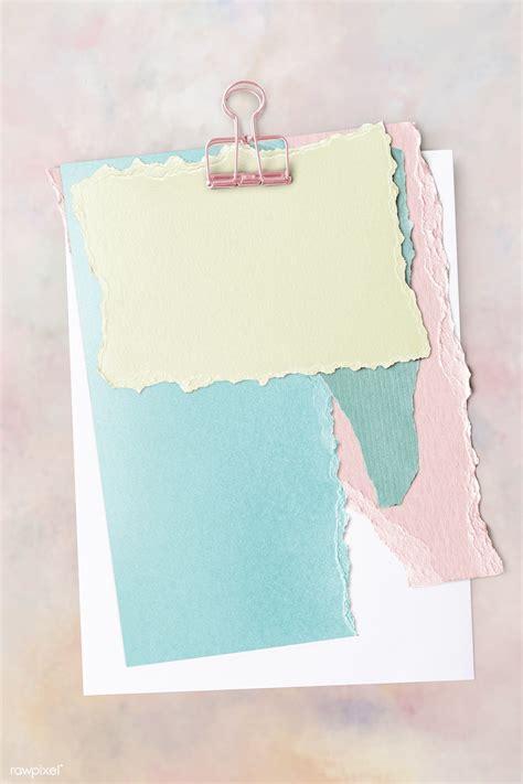 Blank torn pastel paper templates set with a paperclip | premium image ...